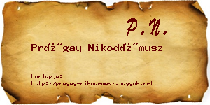 Prágay Nikodémusz névjegykártya